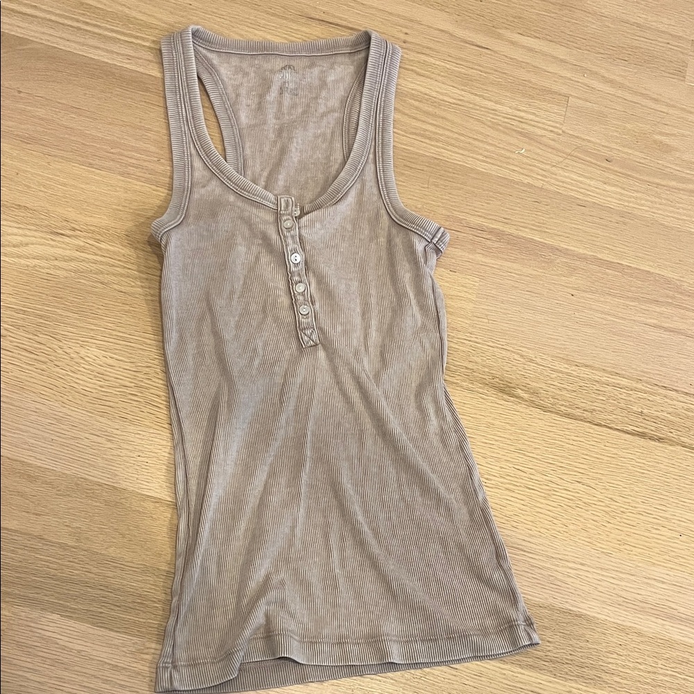Aerie Taupe Ribbed Tank Top